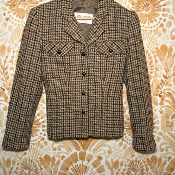 Hugo Buscati Jackets & Blazers - Vintage Hugo Buscati Milano Women's Houndstooth Jacket - Brown Small